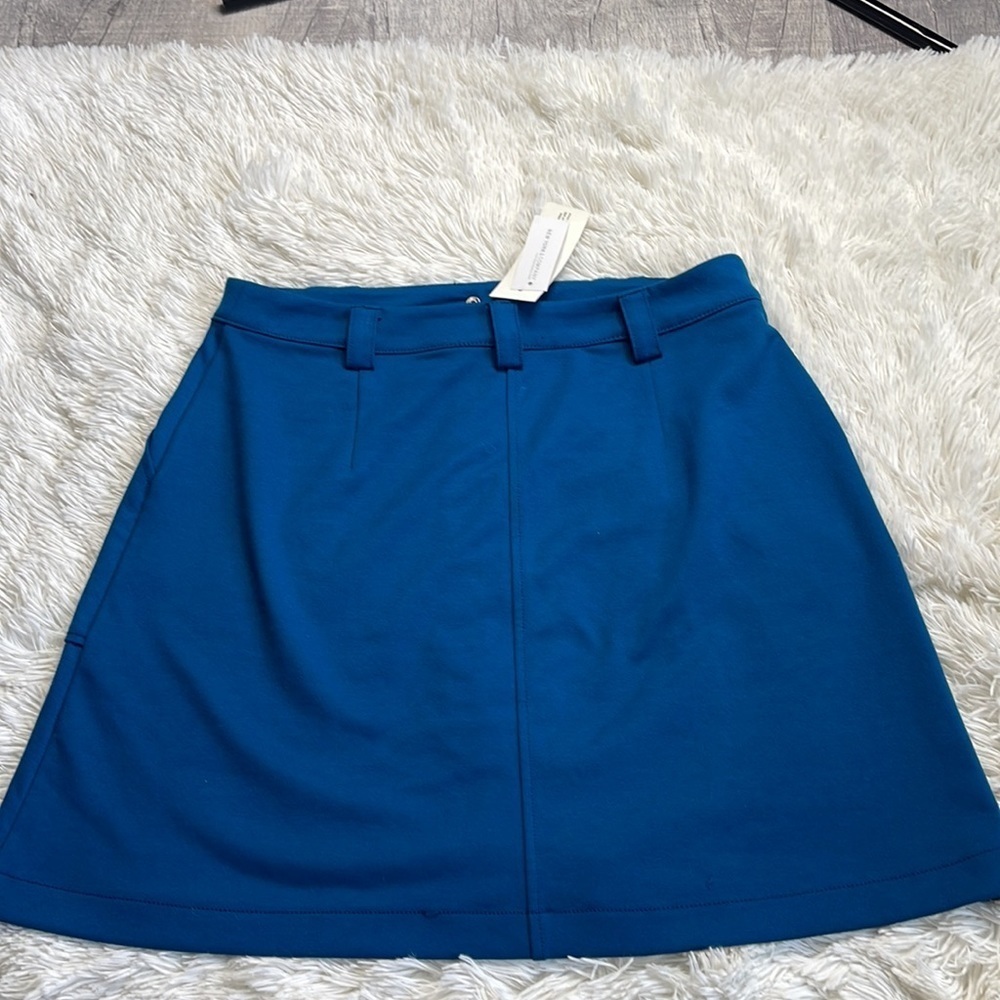 NY & Co 7th Ave Blue Mini Skirt - Picture 2 of 9